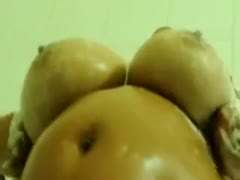 Big and moist boobies of my big beautiful woman aged housewife in the shower room